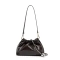 Borsa a nuvola arricciata marrone con tracolla a catena, elegante borsa in pelle donna. - Marrone scuro