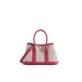 Stylish canvas and leather tote bag in pink with shoulder strap for women daily work. - 25cm / Rose Red