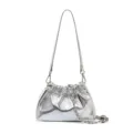 Borsa a tracolla argentata metallizzata plissettata con catena, elegante borsa da donna. - Argento