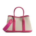Pink canvas leather tote bag, stylish crossbody handbag, casual commuter purse with wide strap. - 36cm / Rose Red