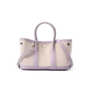Fashion canvas leather tote bag for women, purple shoulder crossbody bag with top handles. - 25cm / Light Purple