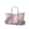 Stylish canvas and leather tote bag for women, featuring a chic purple trim and wide strap. - 30cm / Light Purple
