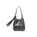 Sac porté épaule en cuir tressé gris foncé, élégant sac à main cabas pour femme. - Gris Graphite