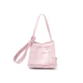Sac porté épaule en cuir tressé rose pour femme cabas élégant sac à main tendance sac quotidien - Rose