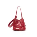 Sac à épaule en cuir tissé rouge, fourre-tout cabas élégant pour femmes, finition chic. - Rouge