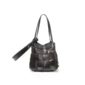 Dark Brown Woven Leather Handbag Large Capacity Daily Commuter Shoulder Bag For Women - Brown