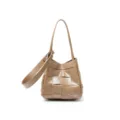 Woven Leather Shoulder Bag Khaki Handbag Stylish Commute Tote Bag for Women Casual New - Milk Tea