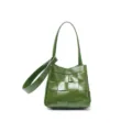 Green woven leather handbag, stylish shoulder tote bag for women commuting and daily wear. - BV Green