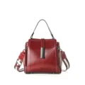 Sac à main en cuir rouge femme bandoulière sac porté épaule élégant style minimaliste - Bordeaux
