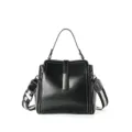 Sac à bandoulière en cuir noir pour femme, sac à main minimaliste et élégant. - Noir