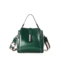 Dark green genuine leather women shoulder bag, minimalist large capacity crossbody handbag. - Fruit Green