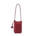 Dark red vertical genuine leather phone bag with chic leather knot strap, ideal for daily commute. - China Red