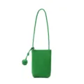 Green leather vertical phone bag crossbody purse with stylish knot strap design for women. - Bamboo Green