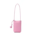 Pink leather phone bag crossbody mini pouch with chic knot strap for women daily commute style. - Pink