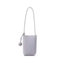 Lavender leather phone bag with knot detail, stylish mini crossbody bag for women daily commute. - Misty Purple