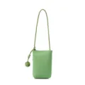 Green leather phone bag crossbody bag with cute knot detail, perfect for daily commuting. - Avocado Green