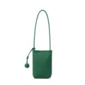 Green leather vertical phone bag with stylish knot strap, chic crossbody bag for women. - Velvet Green