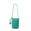 Green genuine leather vertical phone bag with stylish knot strap, perfect daily crossbody. - Verona Green