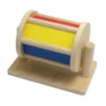 Montessori wooden spinning drum toy for early childhood color learning and sensory development. - Spinning Textile Drum