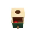 Wooden Montessori ball drop box toy with drawer and red ball for early childhood education learning - Circular Ball Drawer
