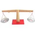 Montessori wooden balance scale toy for kids early education math learning with metal pans. - Balance Scale Set