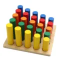 Montessori wooden cylinder socket blocks early education sensory color sorting toy set for kids. - Cylinder Block Ladder