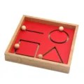 Montessori wooden shape tracing toy early education hand-eye coordination training tool for kids - Red Writing Practice