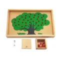 Jouet éducatif en bois Montessori mathématiques arbre à pommes jeu d'apprentissage - Jeux de comptage de pommes (Version rouge)