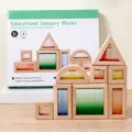 Wooden sensory blocks with quicksand effect, colorful montessori educational toys for kids. - 8 Pieces/Pack
