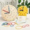 Kids educational clock toy set with wooden geoboard learning time math model for children. - Clock Pegboard with Mini Clock