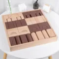 Natural beech wood building blocks set for toddlers early education, colorful geometric shape wooden toy. - 35*35*5cm / 58-Piece Early Learning Large Blocks