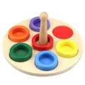 Montessori wooden sorting and stacking toy for toddlers early childhood color learning main view - Fixed Ring Stack