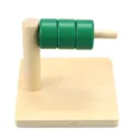 Montessori wooden educational toy for toddlers, early learning shape sorting peg cylinder block. - Horizontal Rings on Peg (Small)