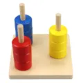 Wooden Montessori sorting and stacking toy for toddlers, early learning educational puzzle. - Small Three-Color Rings
