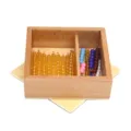 Montessori math bead material set with wooden storage box, colorful educational toy for kids. - Colorful