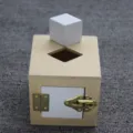 Montessori Wooden Shape Sorter Toy Color Cognitive Learning Early Education Infant Cube - White Building Block Lock
