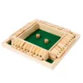 Vierseitiges hölzernes Shut The Box Brettspiel mit Würfeln für Party und Trinkspiele - Vierseitig / 4-Wege Klappenspiel (Grün)