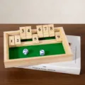 Wooden 1-9 Numbers Shut The Box Board Game With Dice Party Tabletop Educational Toy - Single Player 1-9 Flip Board (White Box)