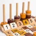 Wooden early education math counting toy with columns, numbers and calculation blocks for kids. - Number Stacking Peg Toy