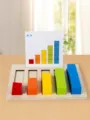 Children early education math wooden toy colored blocks learning puzzle board main image - Multicolor