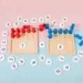 Wooden Ten-Frame Math Toy Set with Colored Pegs and Number Discs for Early Education - Arithmetic Learning Board