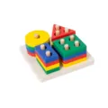 Wooden shape sorting toy, geometric matching blocks for kids early education and color. - Colorful Square Four-Column Stacker