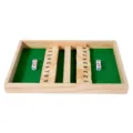 Hölzernes Shut the Box Brettspiel mit Würfeln und Zahlen 1-9 für Party Unterhaltung - Klappspiel für zwei Spieler