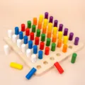 Montessori wooden peg board sensory training toy for kids early educational learning - Colorful Pegs