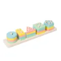 Wooden shape sorter toy macaron color stacking geometric blocks for early learning kids - Macaron Rectangular 5-Column Stacker