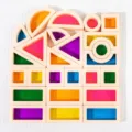Rainbow translucent wooden acrylic blocks sensory educational toy for toddlers learning. - Acrylic Rainbow Blocks / 25-Piece Set