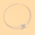 Elegante Strass Blumen Choker Halskette mit Doppel Perlen für Damen Hochzeitsfeier. - Choker-Halskette / Gold