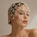 Perlennetz Kopfschmuck Braut Schleier Hochzeit Haarschmuck elegante Kristall Tiara Damen - T4 (XX202608211) / Silber