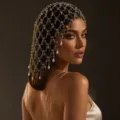 Luxus Strass und Perlen Kopfkette, eleganter Hochzeits Haarschmuck für Damen Abendparty. - T7 (XX202608211) / Silber