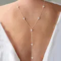 Elegante Kristall Ruckenkette fur Brautkleider, wunderschoner Strass Korperschmuck. - Strass Vierblättriger Blumenstil (T8)